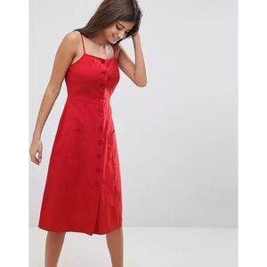 ASOS DESIGN Button Through Linen Midi Sundress